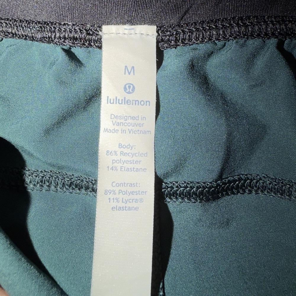 Lululemon T.H.E. 7" Lined Shorts Heathered Green & Black Men's Size M - Picture 3 of 7